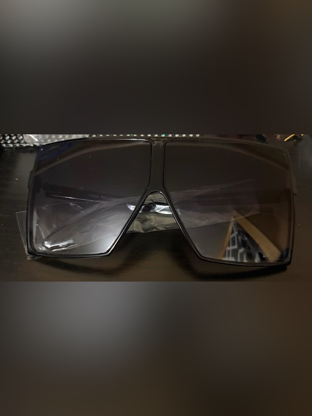 Oversized Square Shield Sunglasses - Black Gradient New